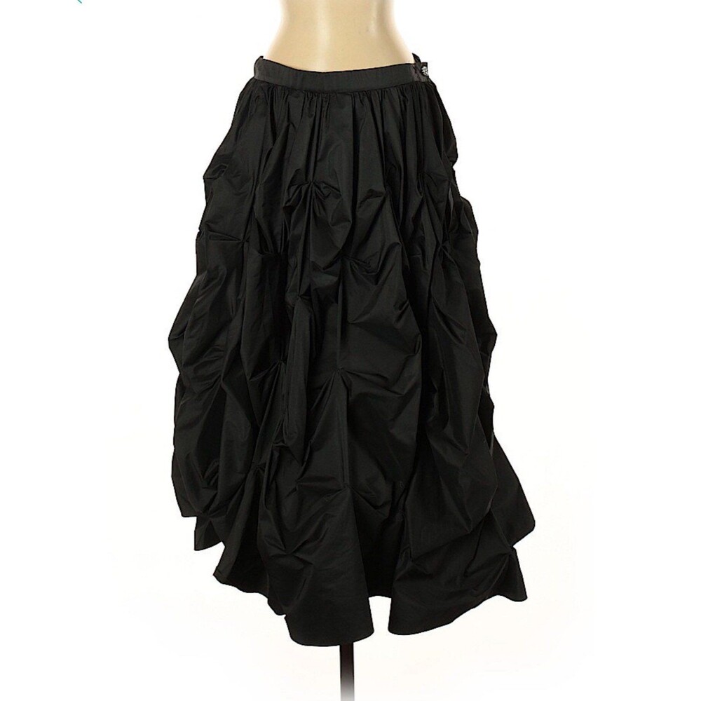 Romeo Gigli Vintage Pin tucked taffeta maxi skirt Charcoal Gray sz 42/8